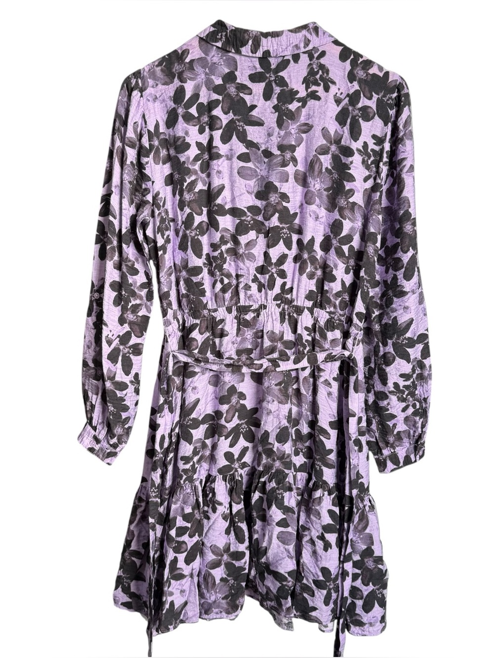 Simply Vera Vera Wang Mini Shirt Dress Size Medium Purple Floral Button Front - Picture 8 of 11